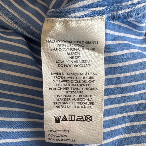 Anthropologie Pilcro Short Sleeve Midi Shirt Dress Blue White Stripe Size XS New - Picture 9 of 11